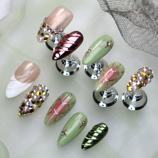 Peppermint Mambo Y2K Handmade Almond Press On Nails A1091