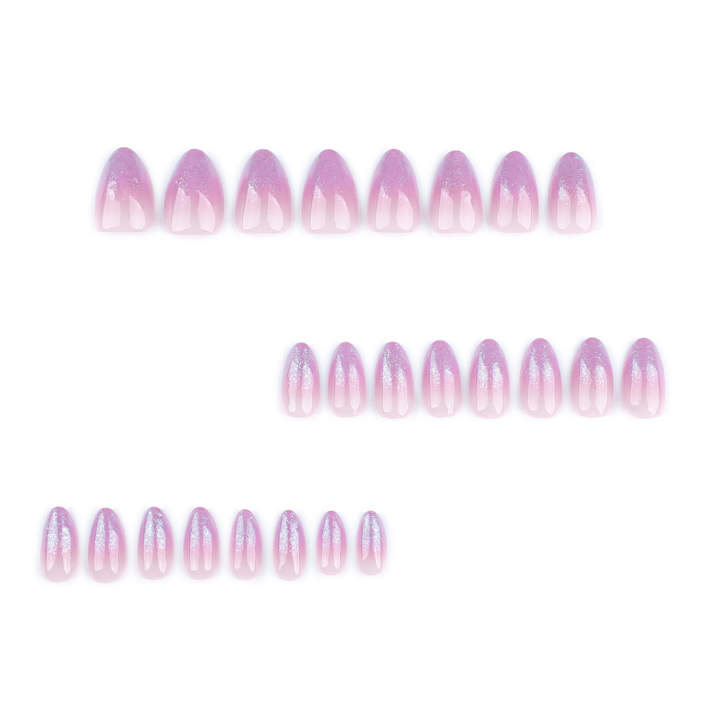 Pink Cat Eye Gel French Tip Almond 24PCS Free Size Press on Nails JP3725