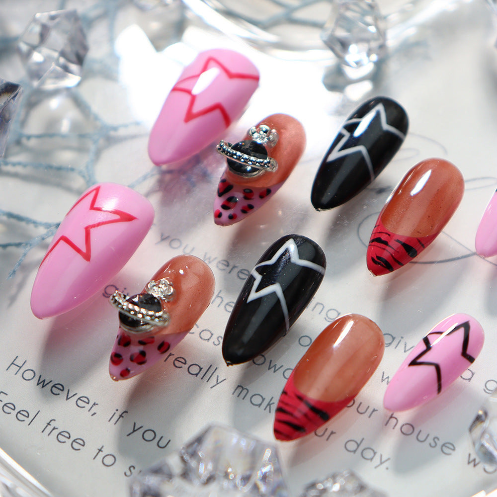 Star Sweet Cool Girl Handmade Almond Nails A651