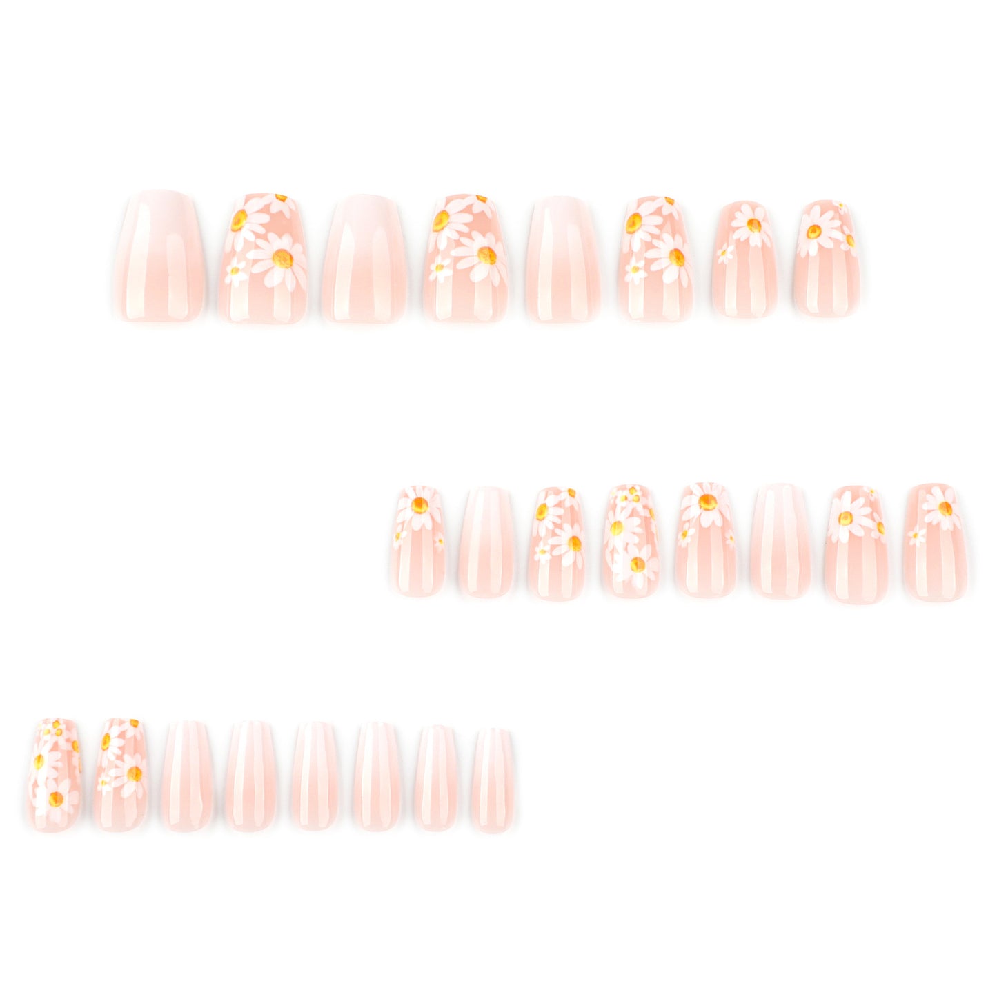 Daisy Almond 24PCS Free Size Press on Nails JP3868