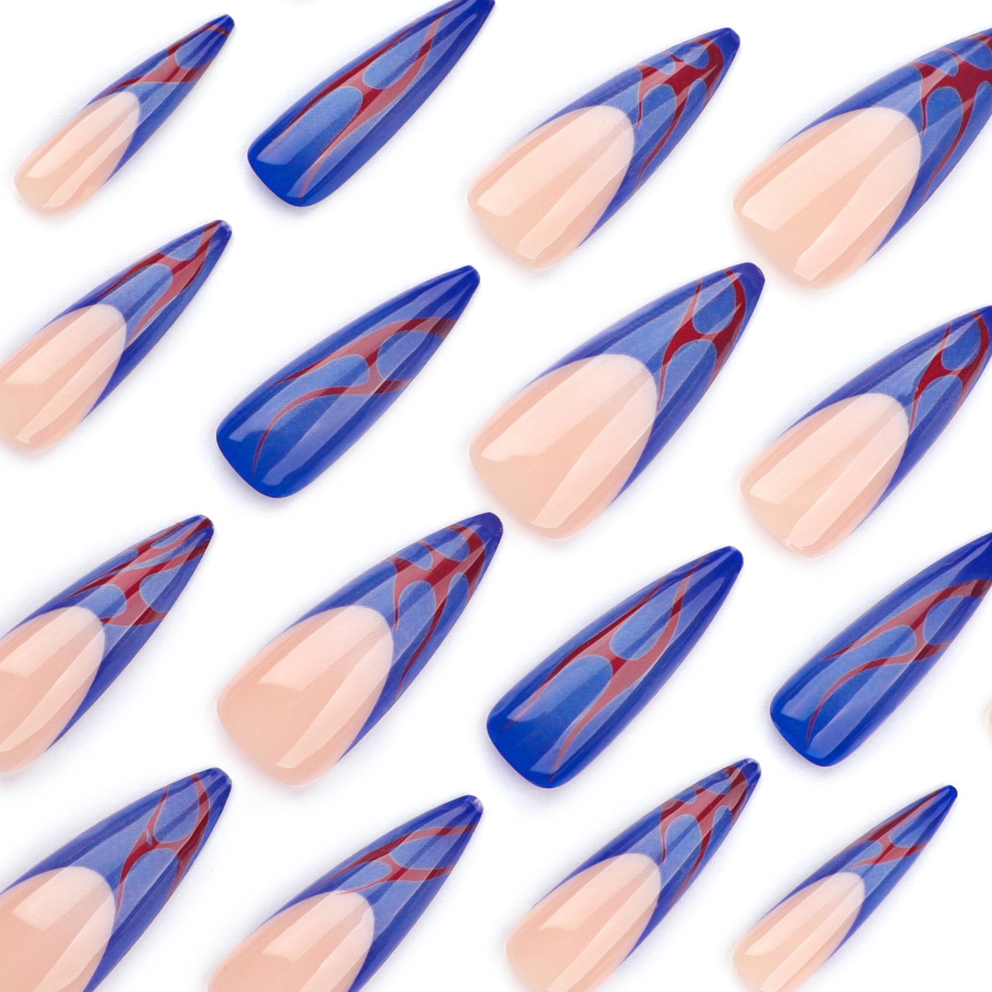 Flame Stiletto 24PCS Free Size Press on Nails JP3510
