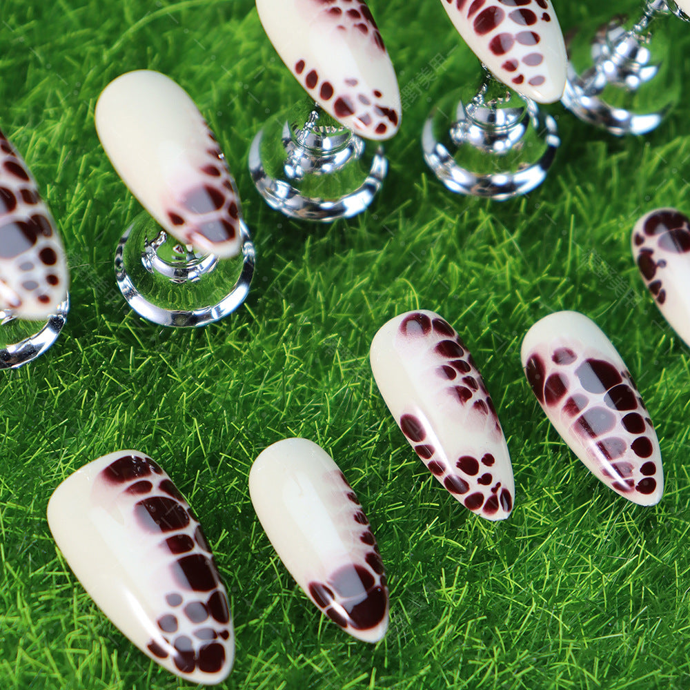 Brown Tortoise Handmade Almond Press On Nails A1198