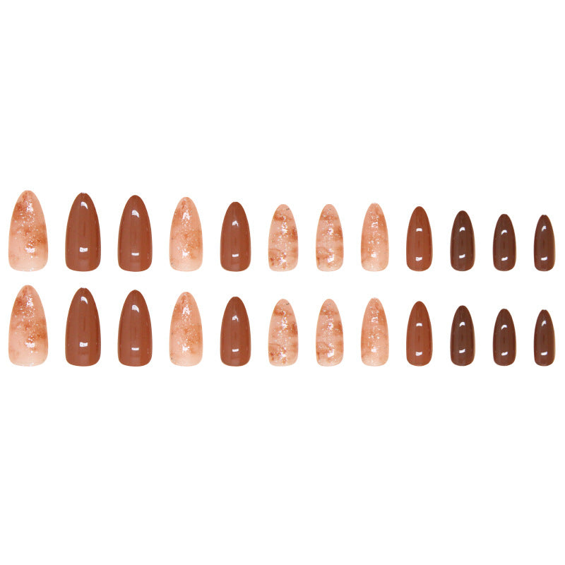 Maillard Hot Chocolate Almond 24PCS Free Size Press on Nails W1777