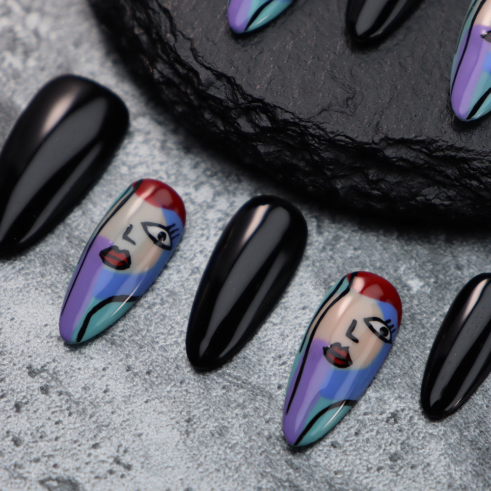 Picasso Abstract Art Handmade Almond Press On Nails A678
