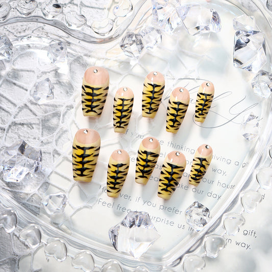 King of The Forest French Tip Handmade Coffin Nails  A705