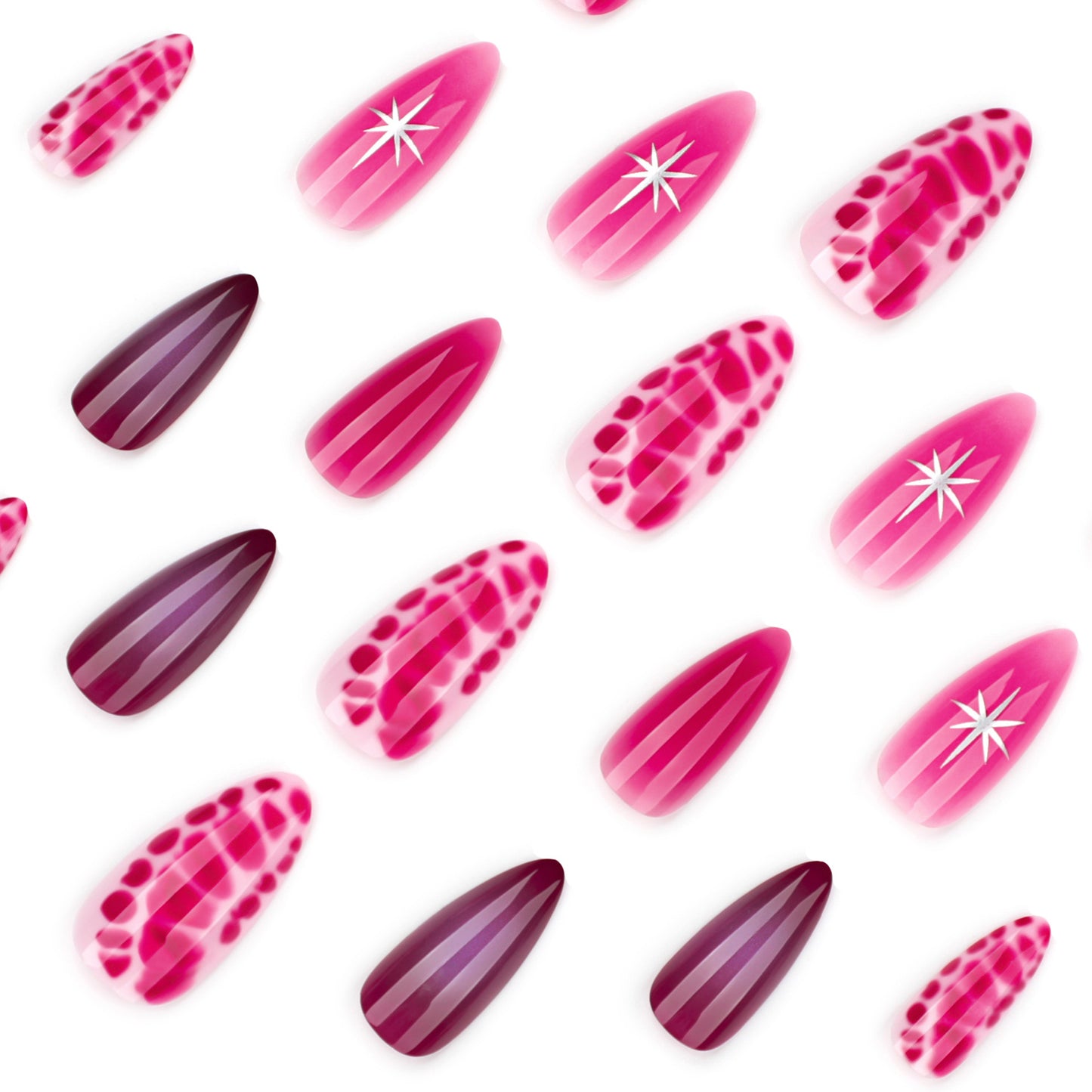 Crocodile Pattern Almond 24PCS Free Size Press on Nails JP3967