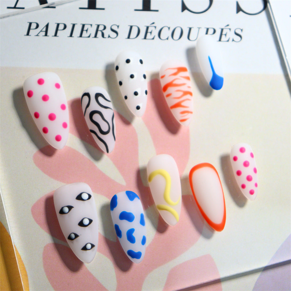 Pop Art Handmade Almond Nails  A613 - NoirNail