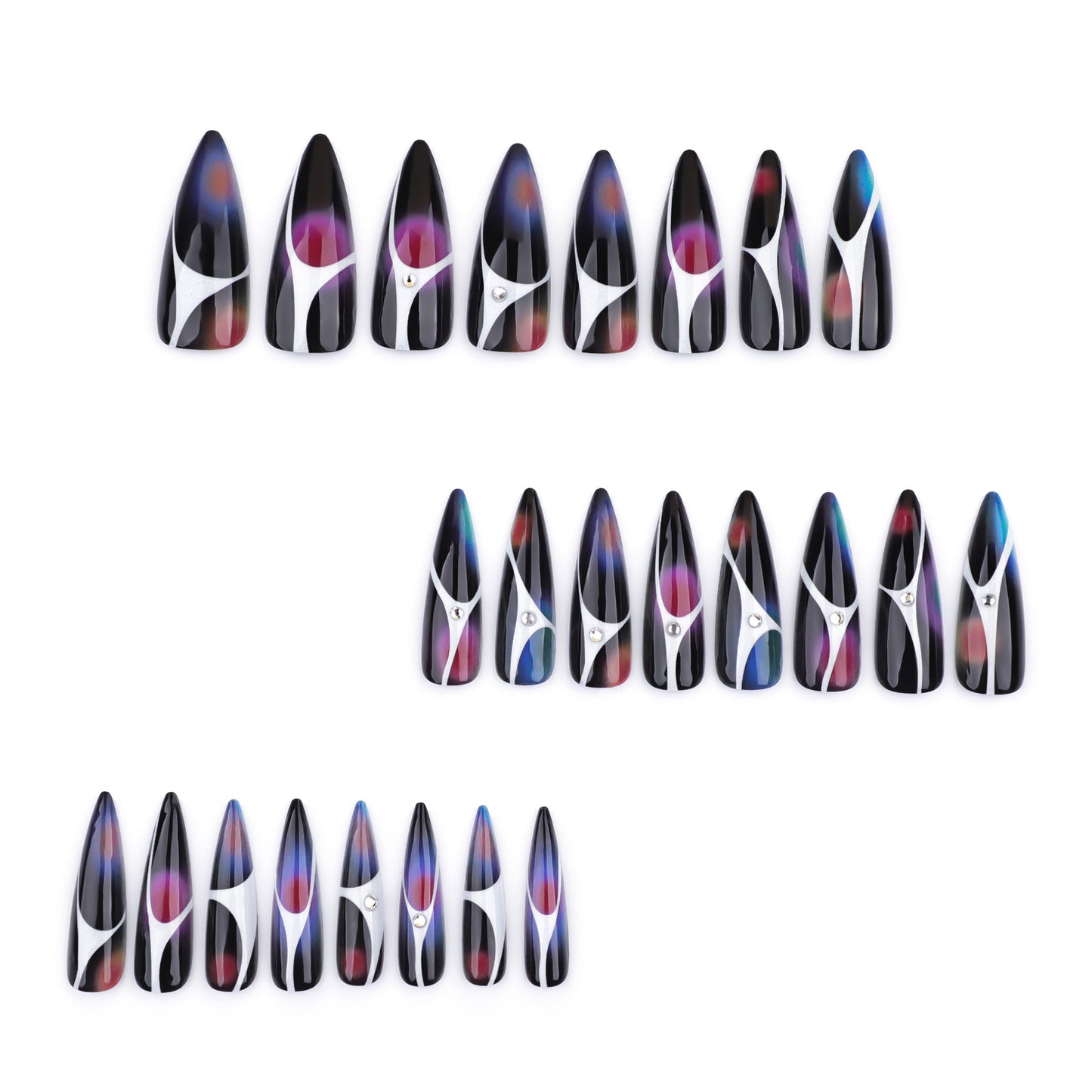 Dark y2k Stiletto 24PCS Free Size Press on Nails JP3517