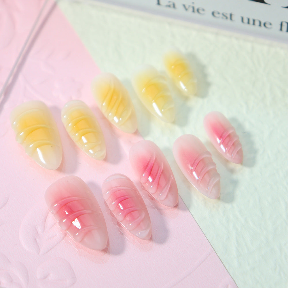 Slightly Sweet 3D  Handmade Almond  Nails  A799 - NoirNail