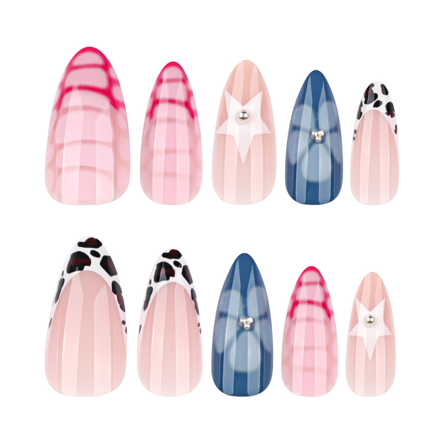 Crocodile Pattern Almond 24PCS Free Size Press on Nails JP3968