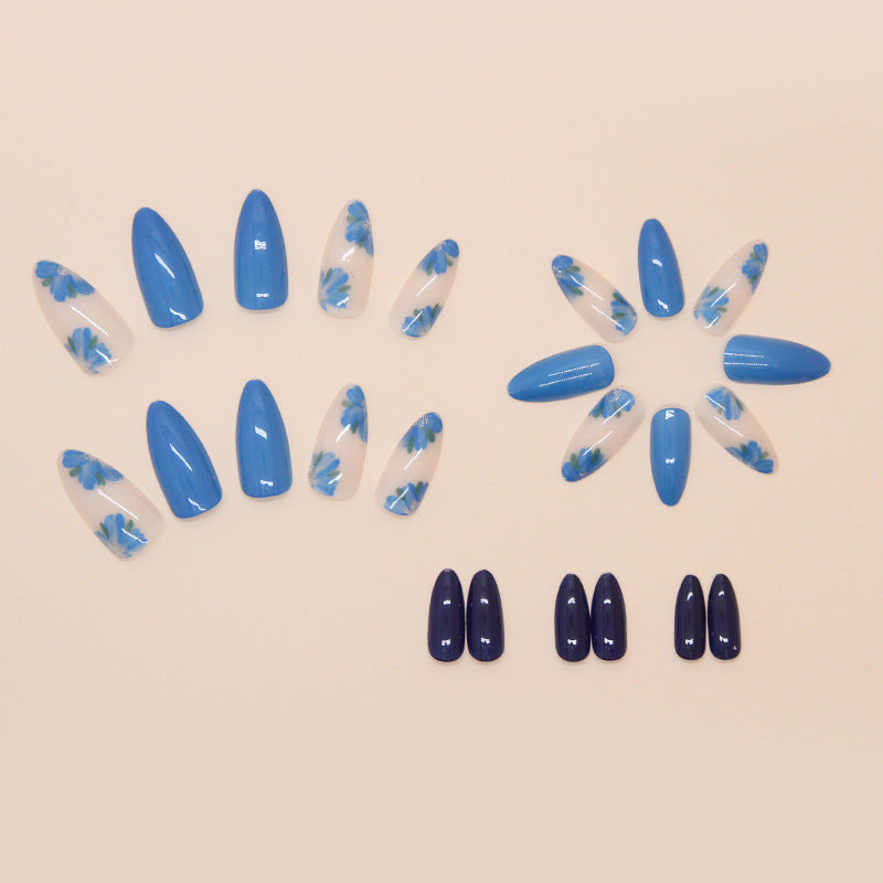Blue Bell Almond 24PCS Free Size Press on Nails W1778