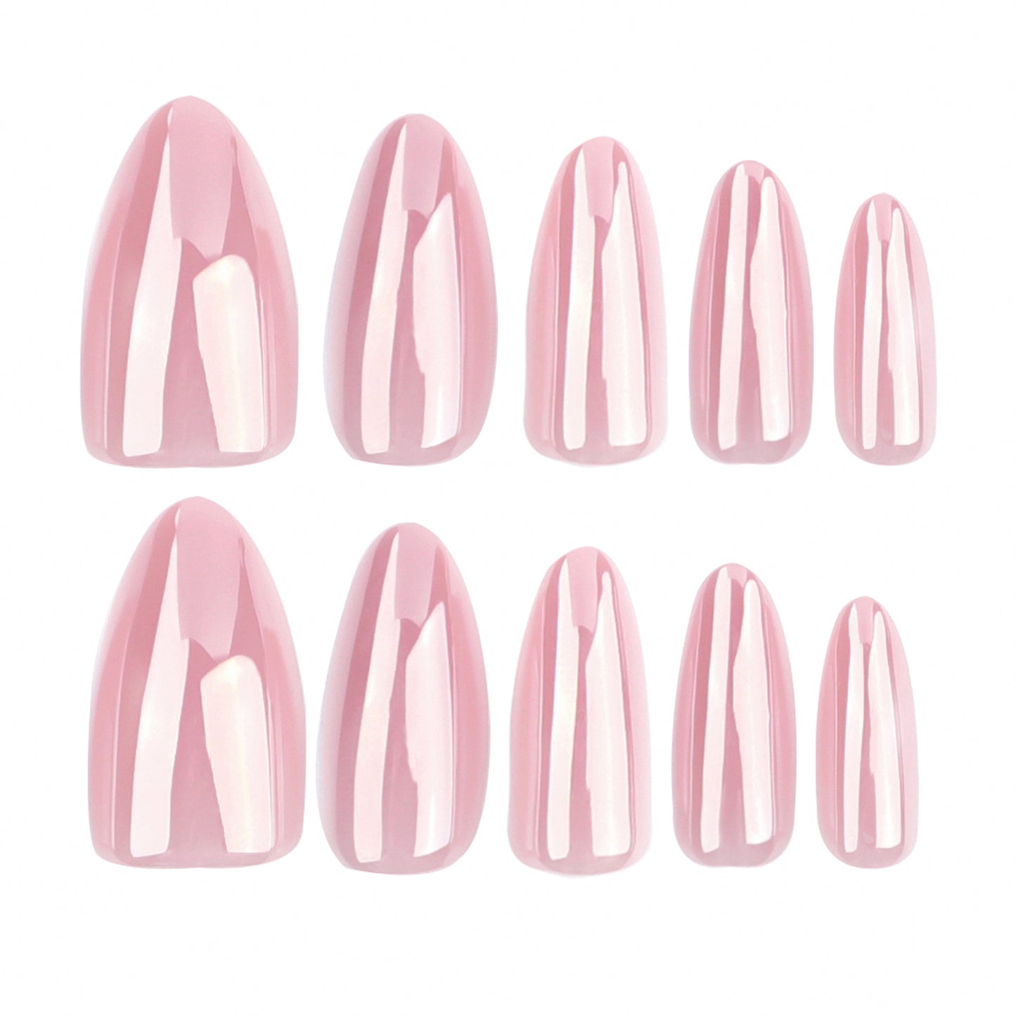Classic Solid Color Pearlescent Almond 30PCS Free Size Press on Nails GD10