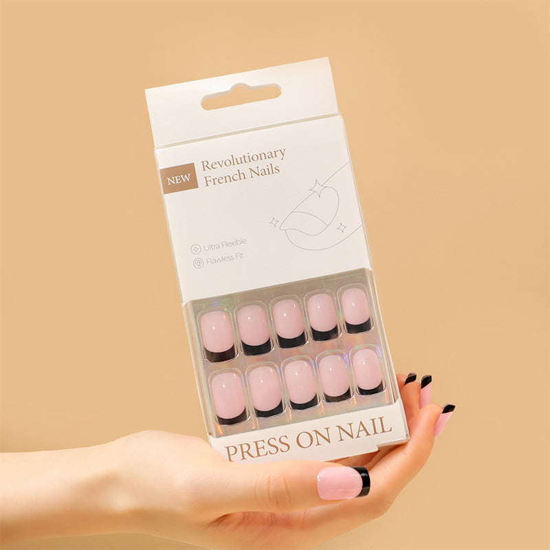 Classic French Tip Square 30PCS Free Size Press on Nails ZG032