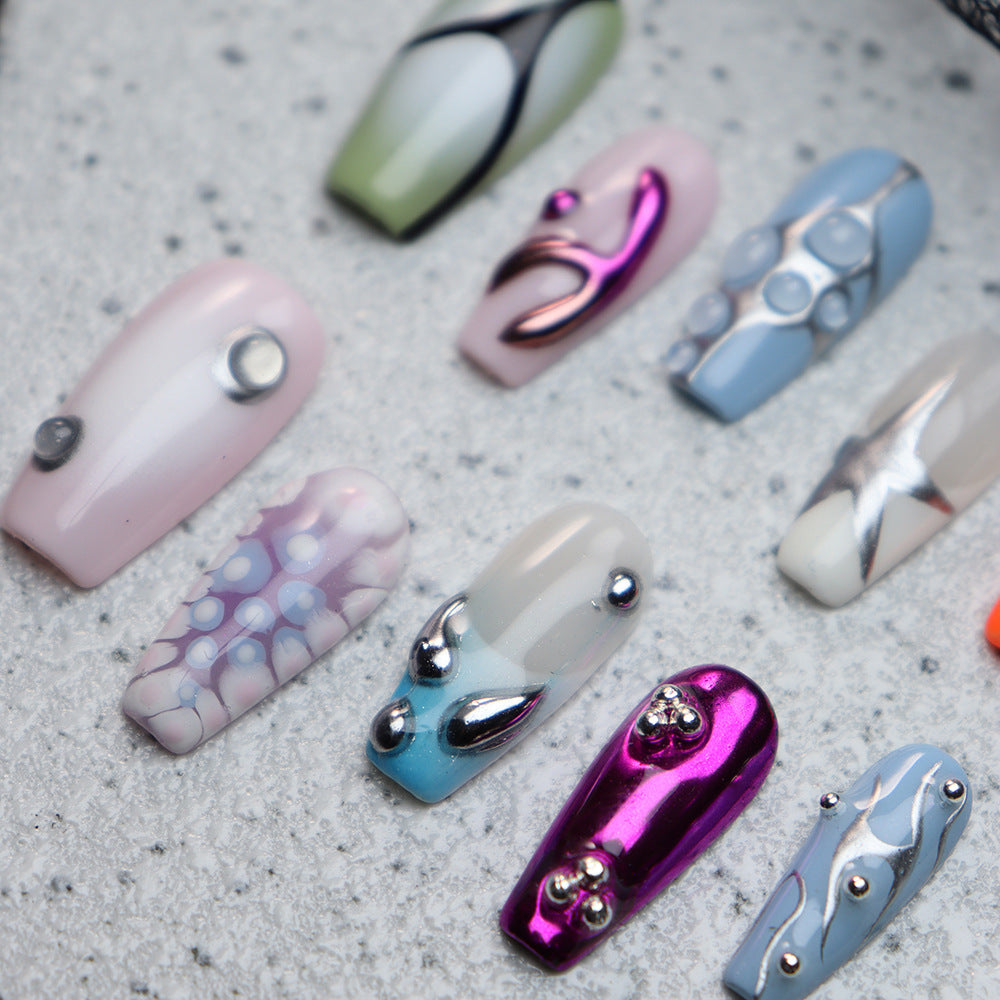 Aespa Macarons Spotlight Y2K Handmade Coffin Press On Nails A915