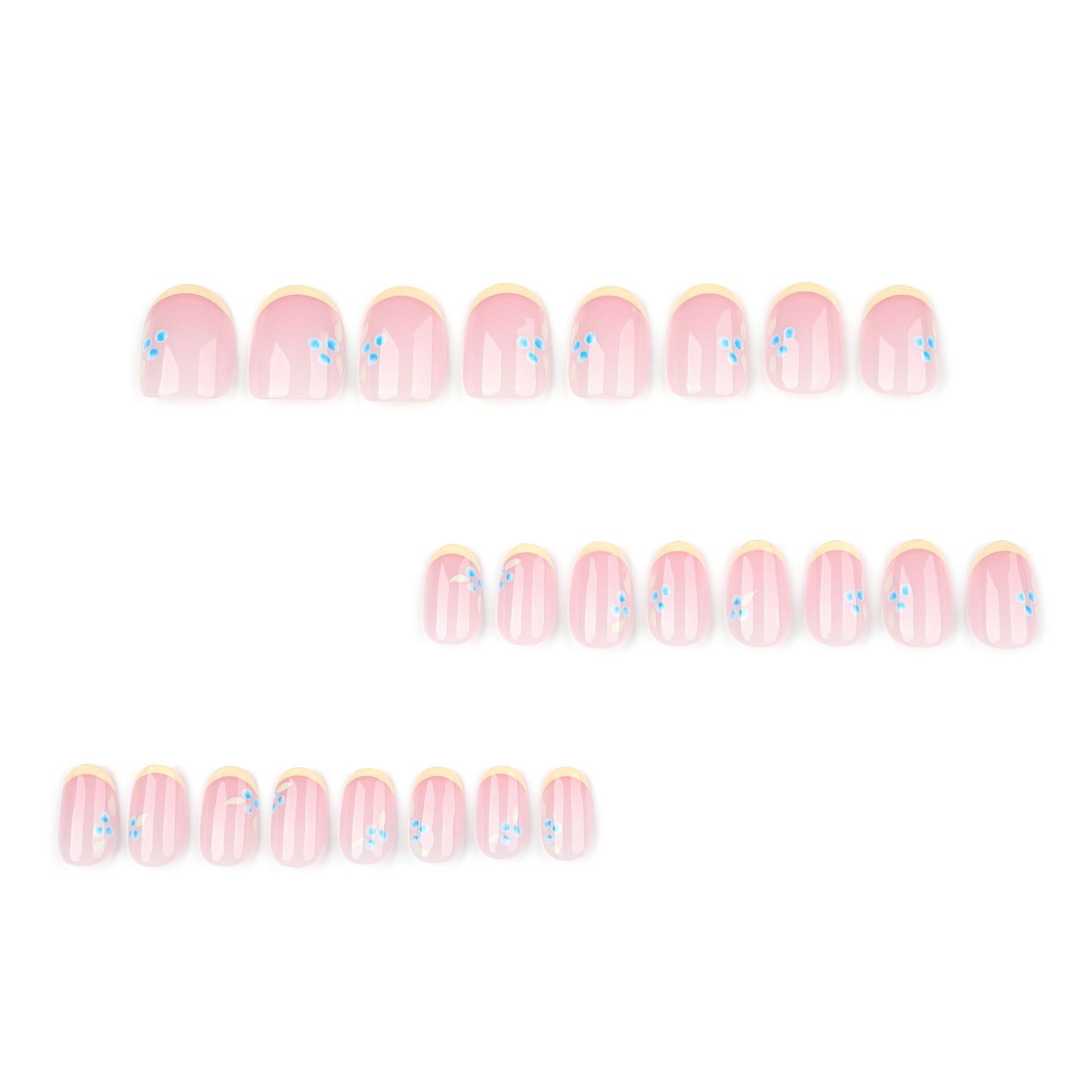 Small Fresh Yellow French Pointed Almond 24PCS Free Size Press on Nails JP3920