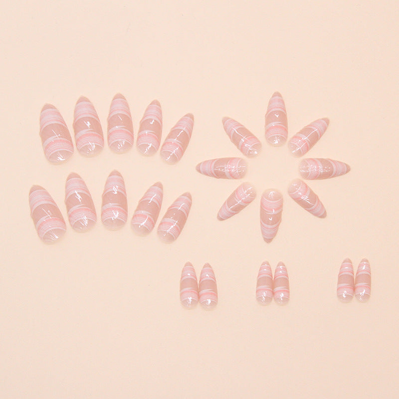 Scallop Shells Almond 24PCS Free Size Press on Nails W1765