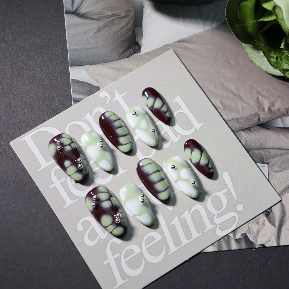 Tyndall effect  Handmade Almond Press On Nails  A814