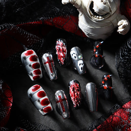 Devil Party Y2K Handmade Coffin Nails A786 - NoirNail