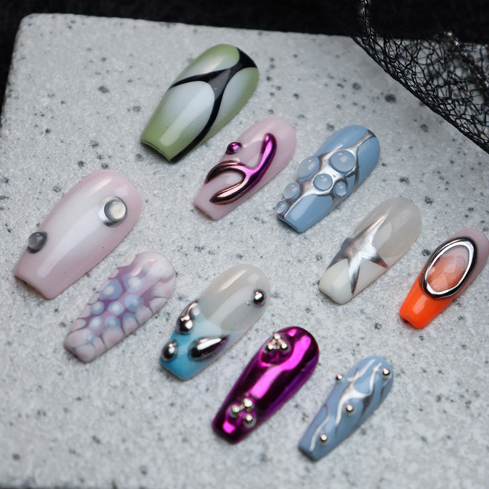 Aespa Macarons Spotlight Y2K Handmade Coffin Press On Nails A915