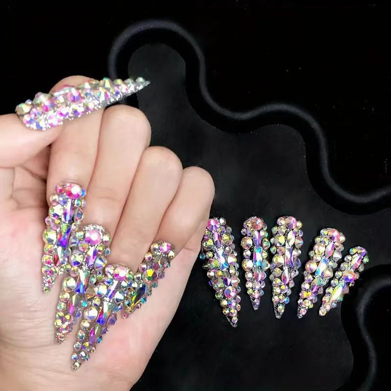 Cleopatra Rhinestones Handmade Stiletto Press On Nails