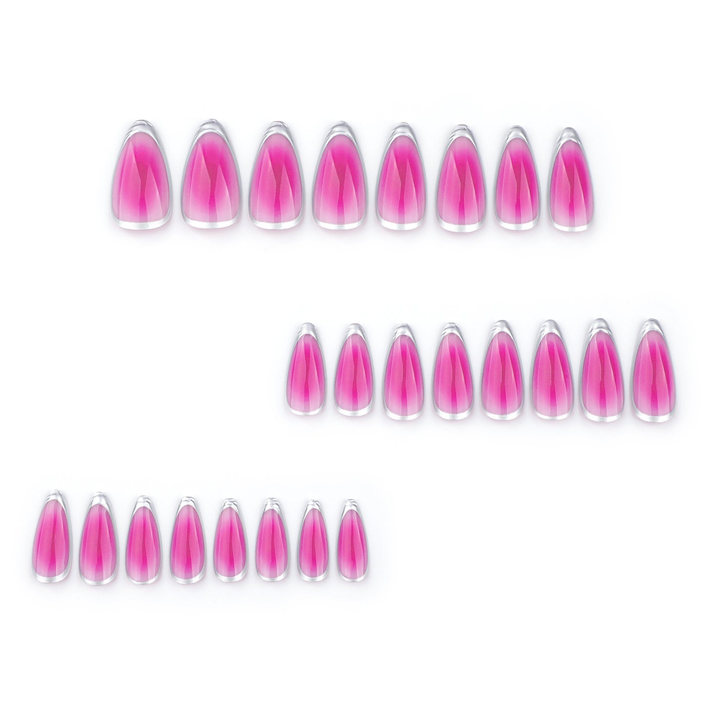 Metallic blush Almond 24PCS Free Size Press on Nails JP3565