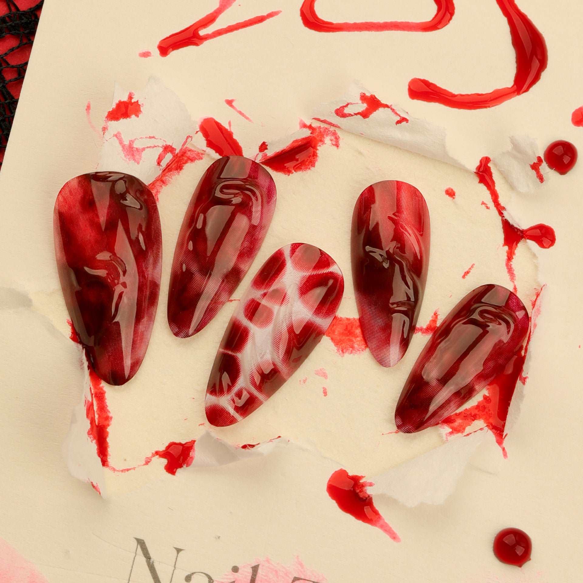 Bloody Mary  Almond 24PCS Free Size Nails JP3412