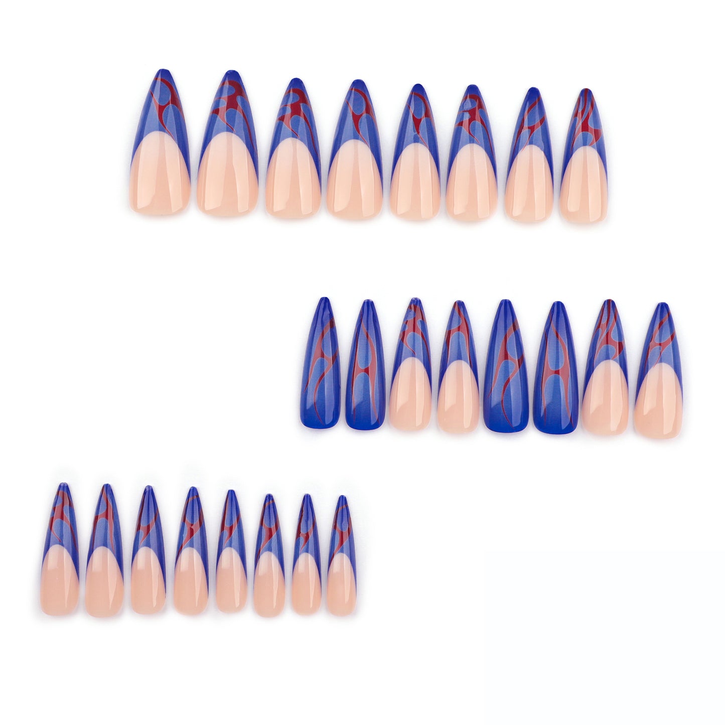 Flame Stiletto 24PCS Free Size Press on Nails JP3510