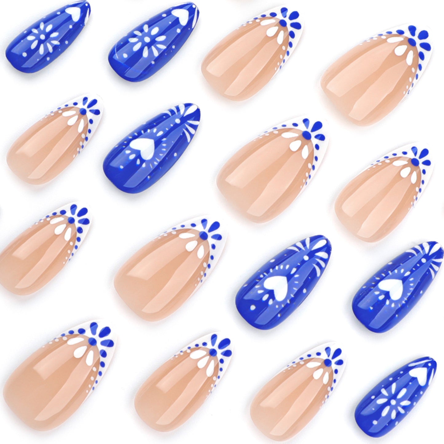 Bohemia Traditional Totem Almond 24PCS Free Size Press on Nails JP3538