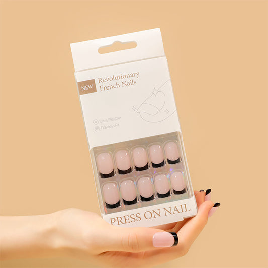 Classic French Tip Square 30PCS Free Size Press on Nails ZG031