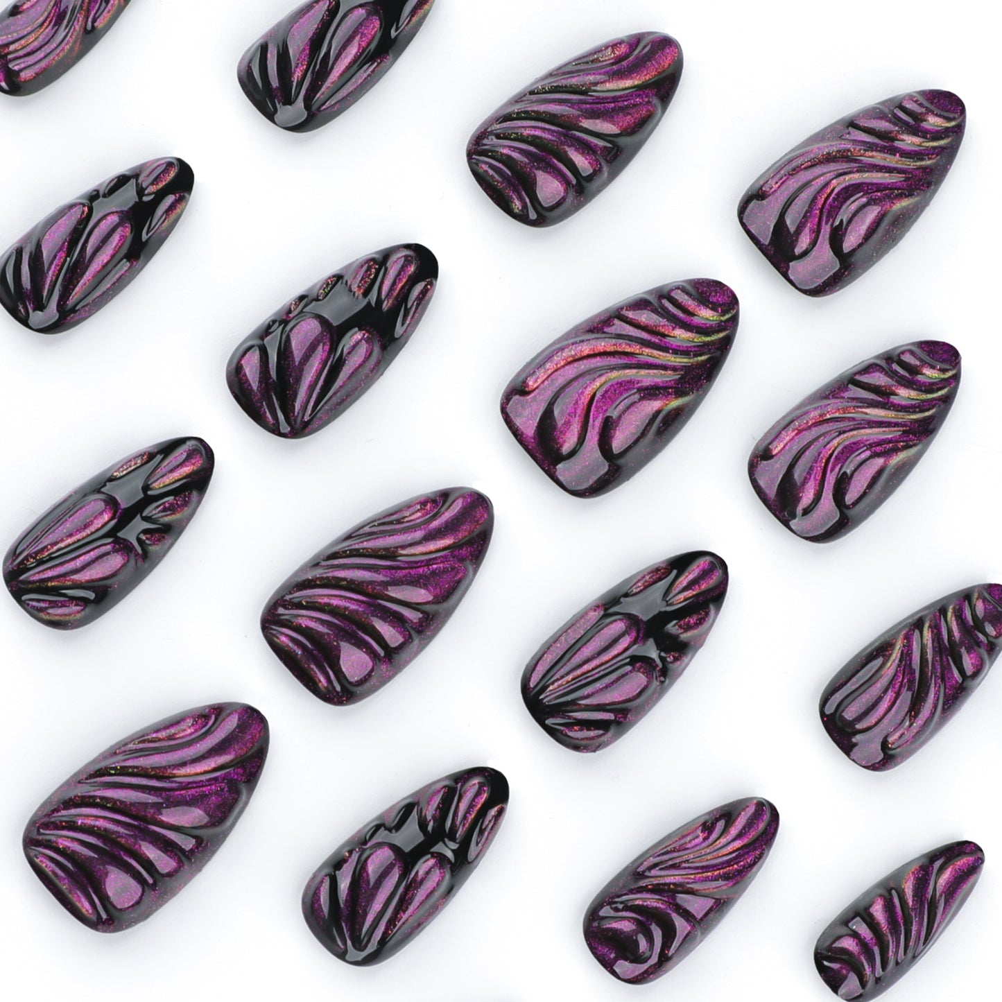 Sweet Cool Blackberry Almond 24PCS Free Size Press on Nails JP3600