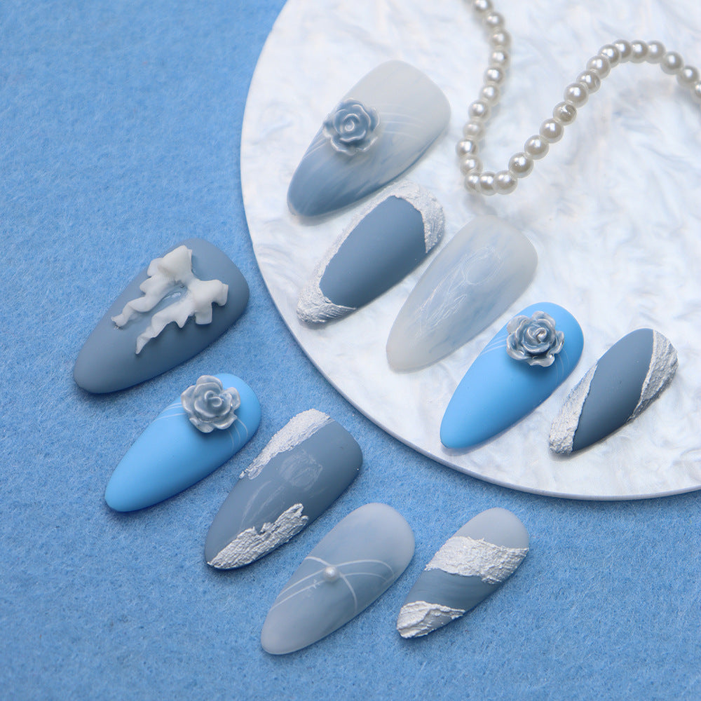 Miss CoCo Glacier Rose Handmade Almond Press on Nails A541