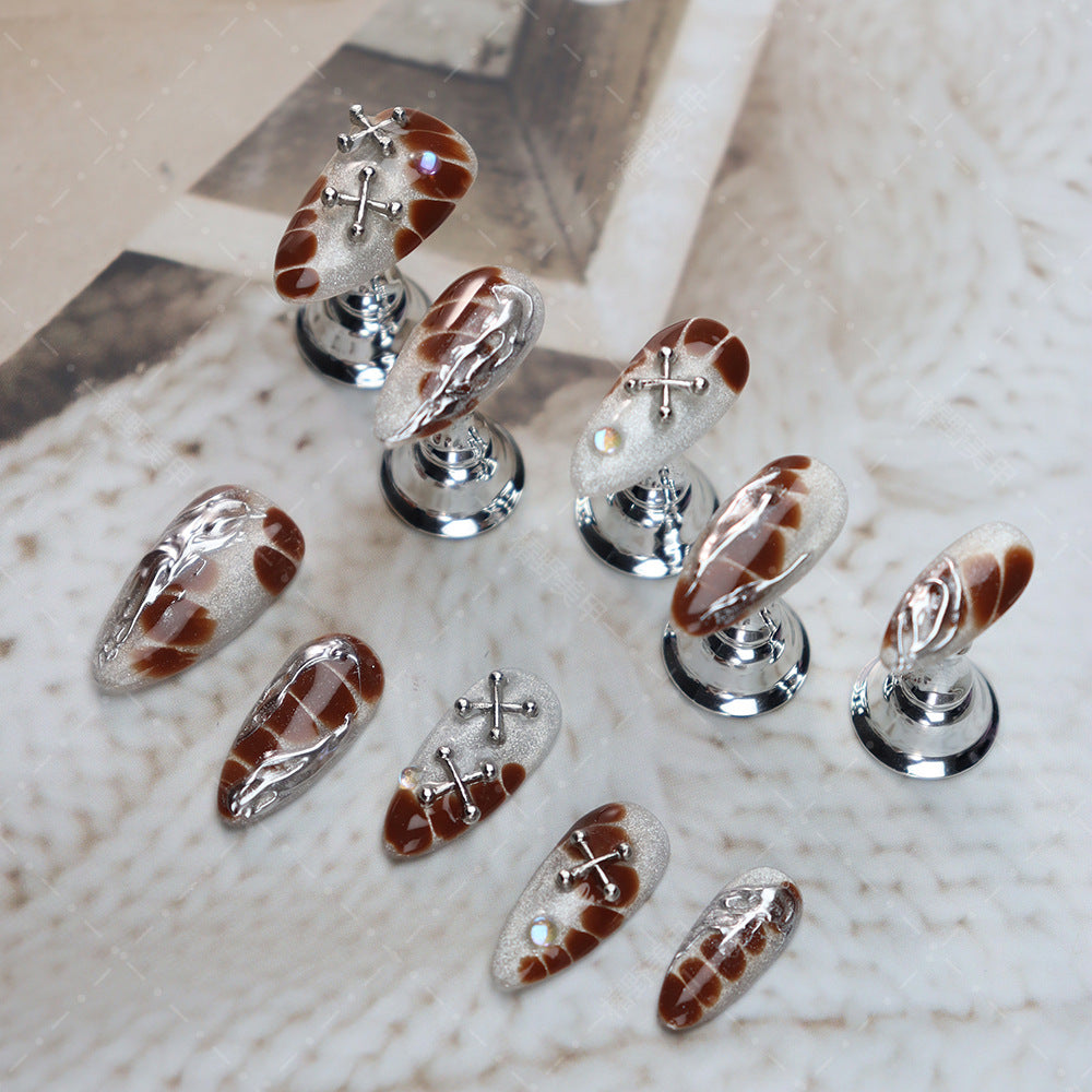 Maillard Y2K Cool Girl  Handmade Almond Nails A1081