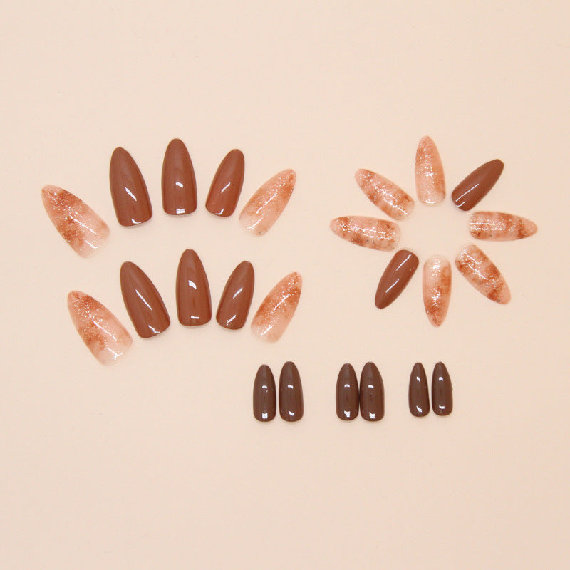 Maillard Hot Chocolate Almond 24PCS Free Size Press on Nails W1777