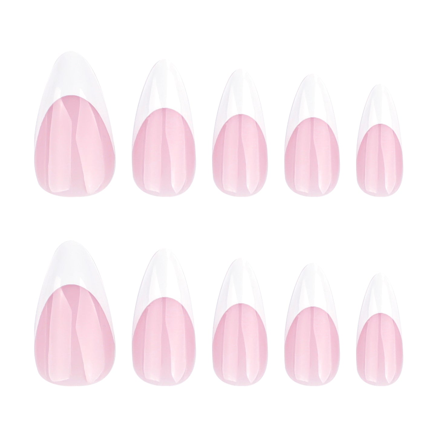 White Classic French Tip Almond 24PCS Free Size Press on Nails JP3667