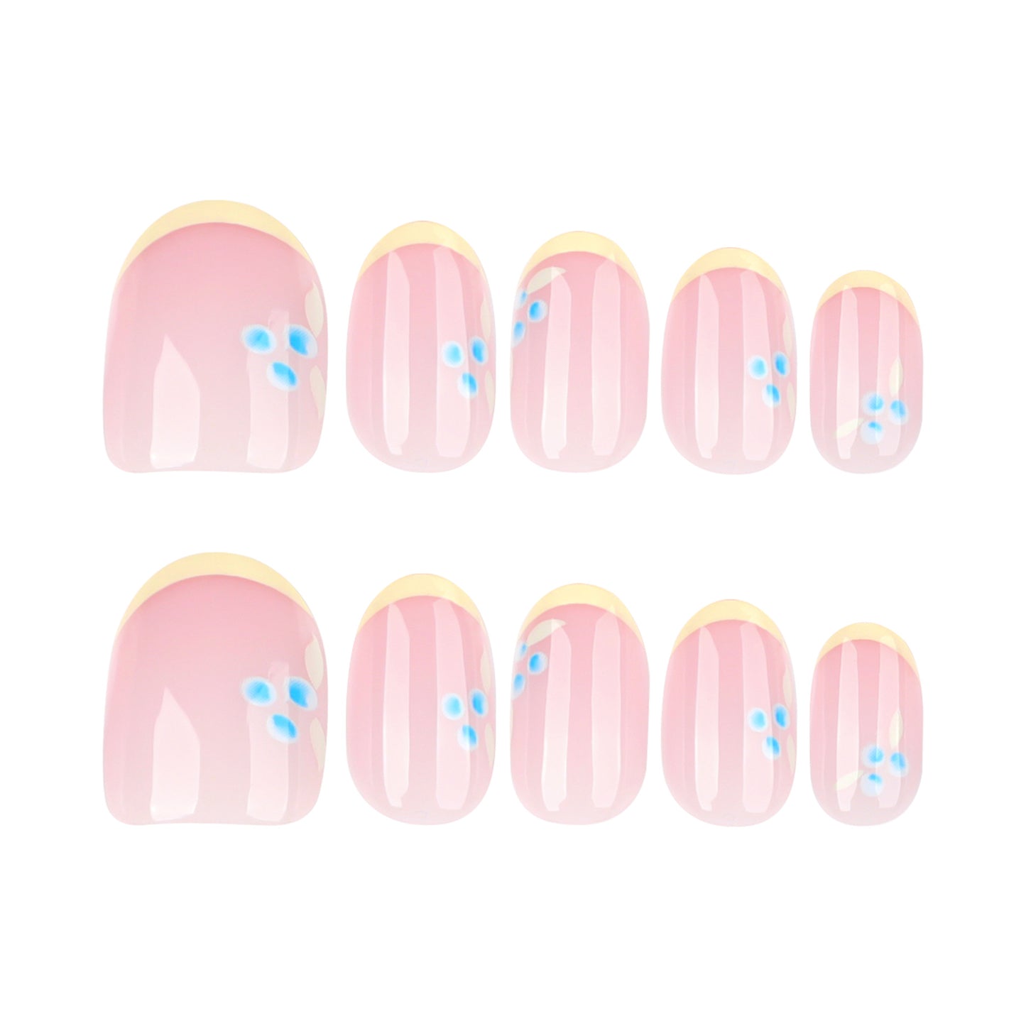 Small Fresh Yellow French Pointed Almond 24PCS Free Size Press on Nails JP3920