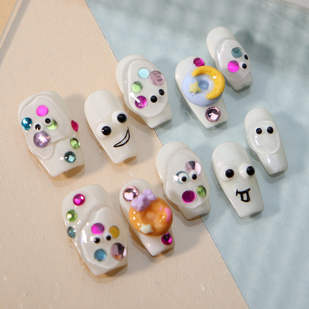 Fun Donuts  Handmade Coffin  Nails A769 - NoirNail