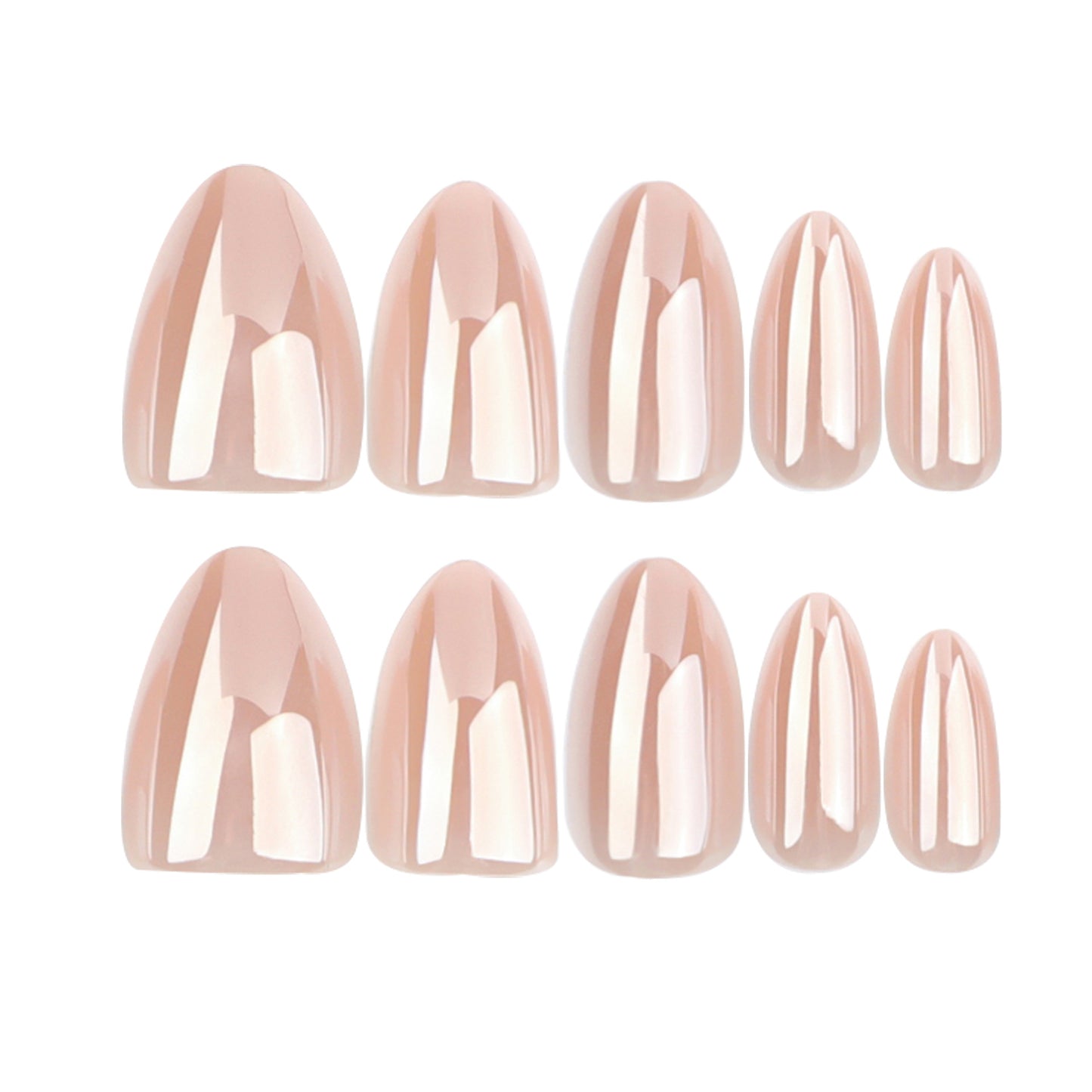 Classic Solid Color Pearlescent Almond 30PCS Free Size Press on Nails GD11