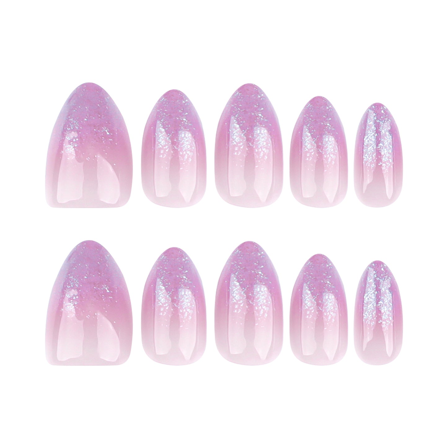 Pink Cat Eye Gel French Tip Almond 24PCS Free Size Press on Nails JP3725