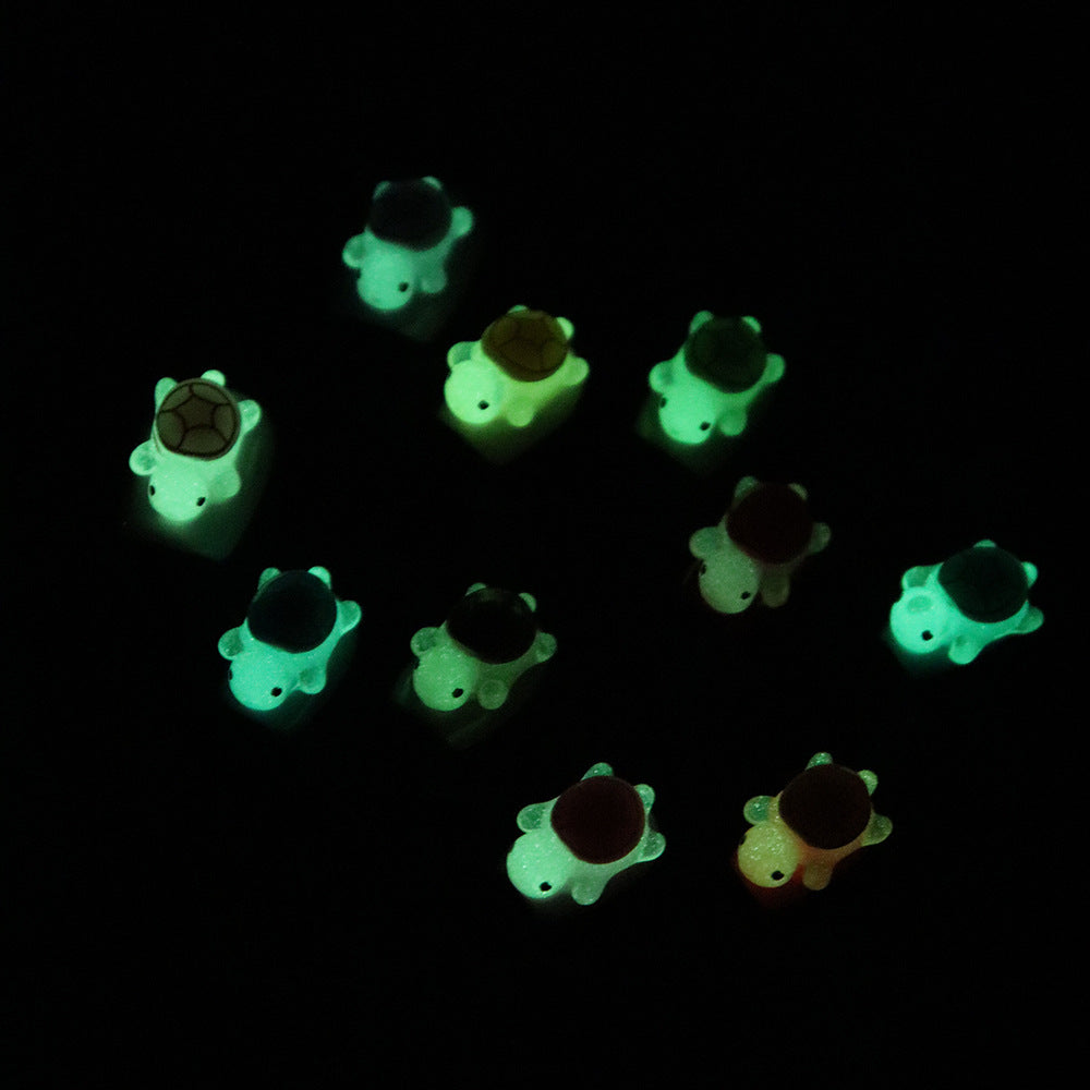 Luminous turtle Handmade Coffin Nails A959 - NoirNail