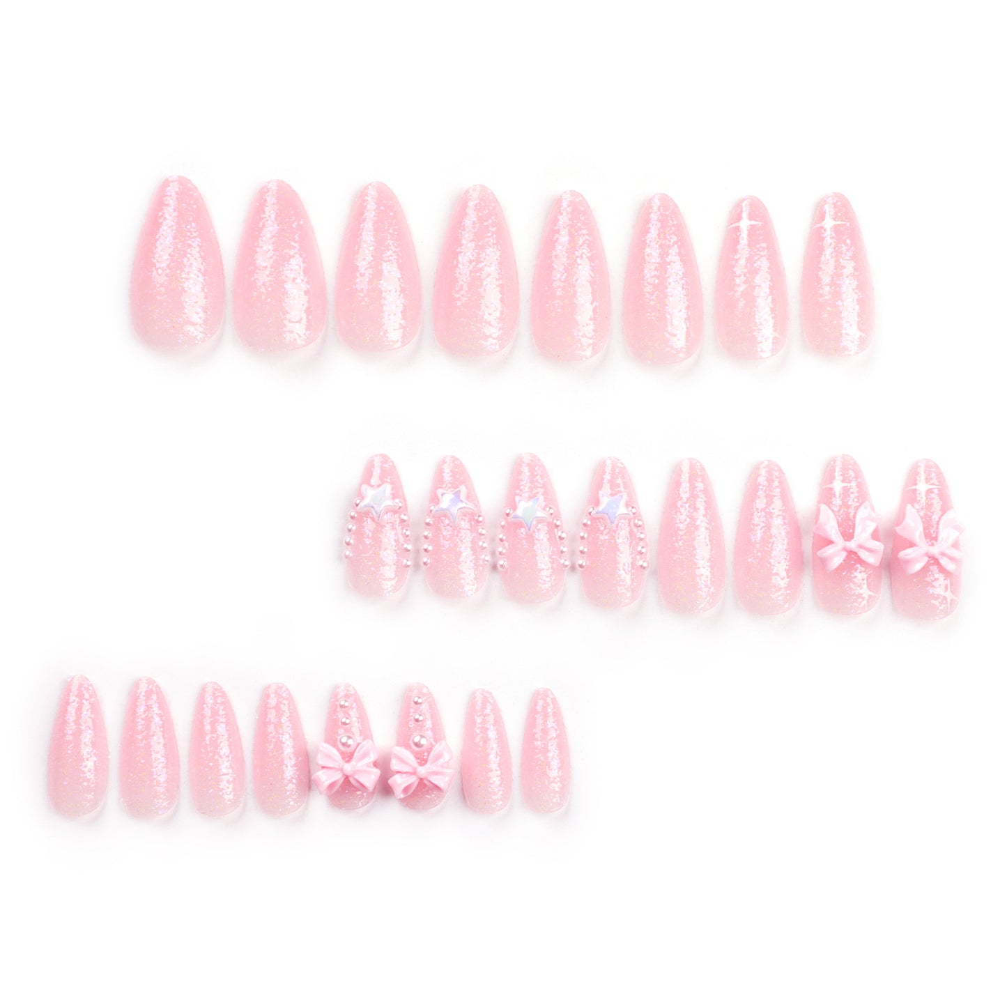 Sailor Moon French Tip Almond 24PCS Free Size Press on Nails JP2948