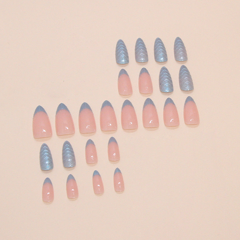 Mermaid Princess Almond 24PCS Free Size Press on Nails W1730