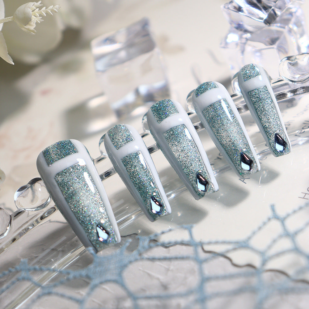 Crystal Slippers  French Handmade Coffin Nails  A694 - NoirNail