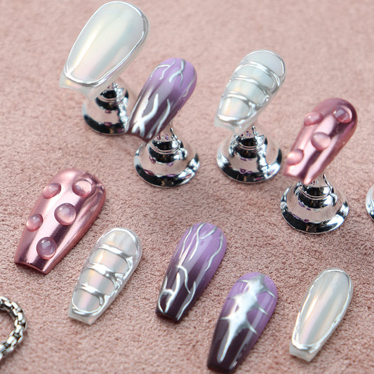 Pink Panther Y2K Handmade Coffin  Nails A542 - NoirNail