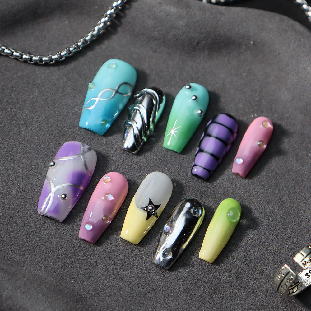 Aespa Macarons Spotlight Y3K Handmade Coffin Press on Nails A803