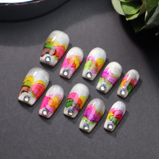 Oil painting palette  Handmade Coffin  Nails A772 - NoirNail