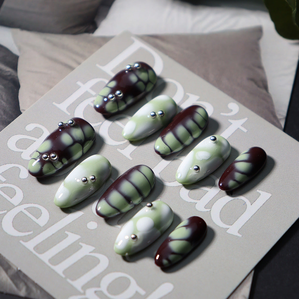 Tyndall effect  Handmade Almond Press On Nails  A814