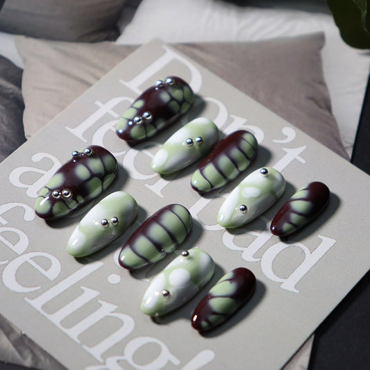 Tyndall effect  Handmade Almond Press On Nails  A814