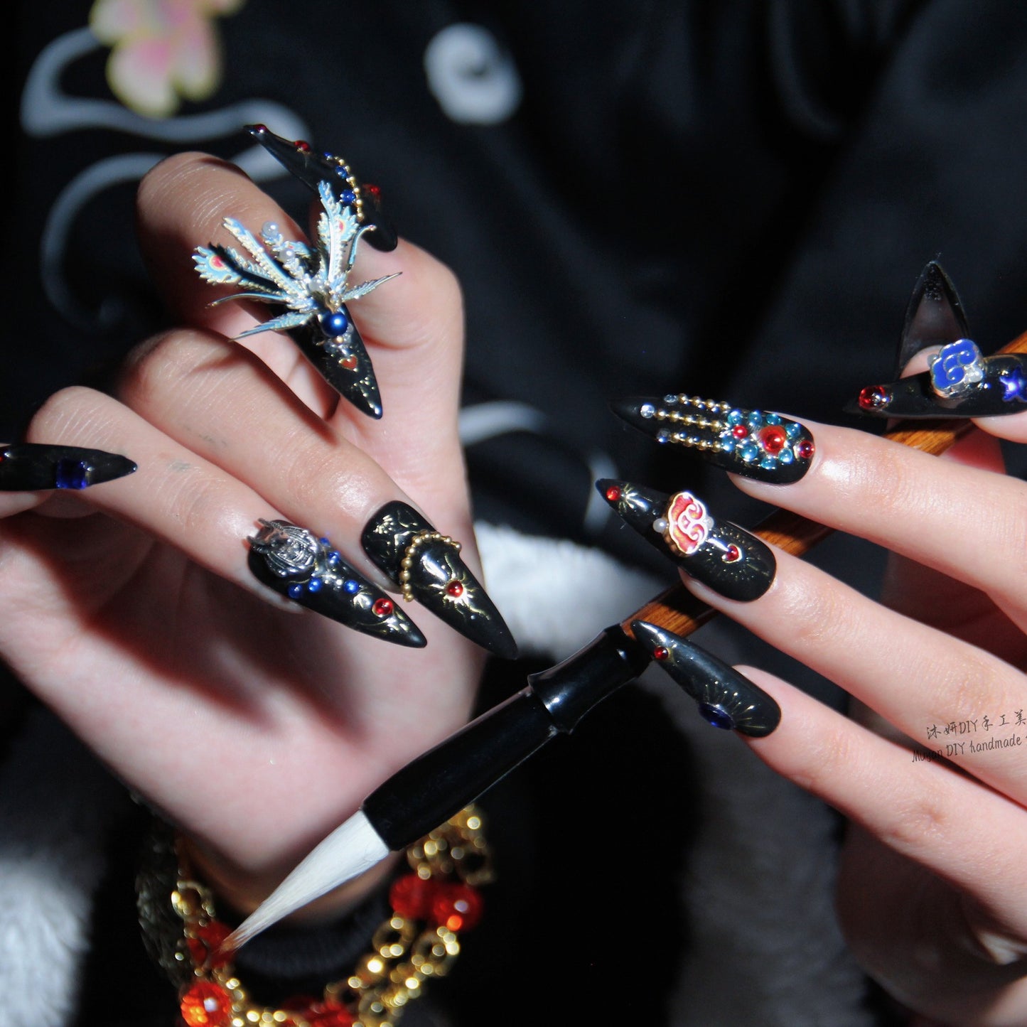 Peking Opera Style 100% Handmade Pressons - NoirNail
