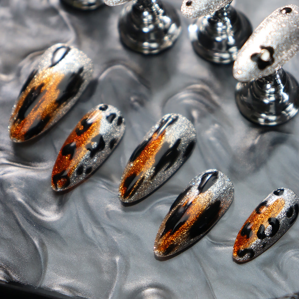 Cheetah Cub Handmade Almond Nails  A1057