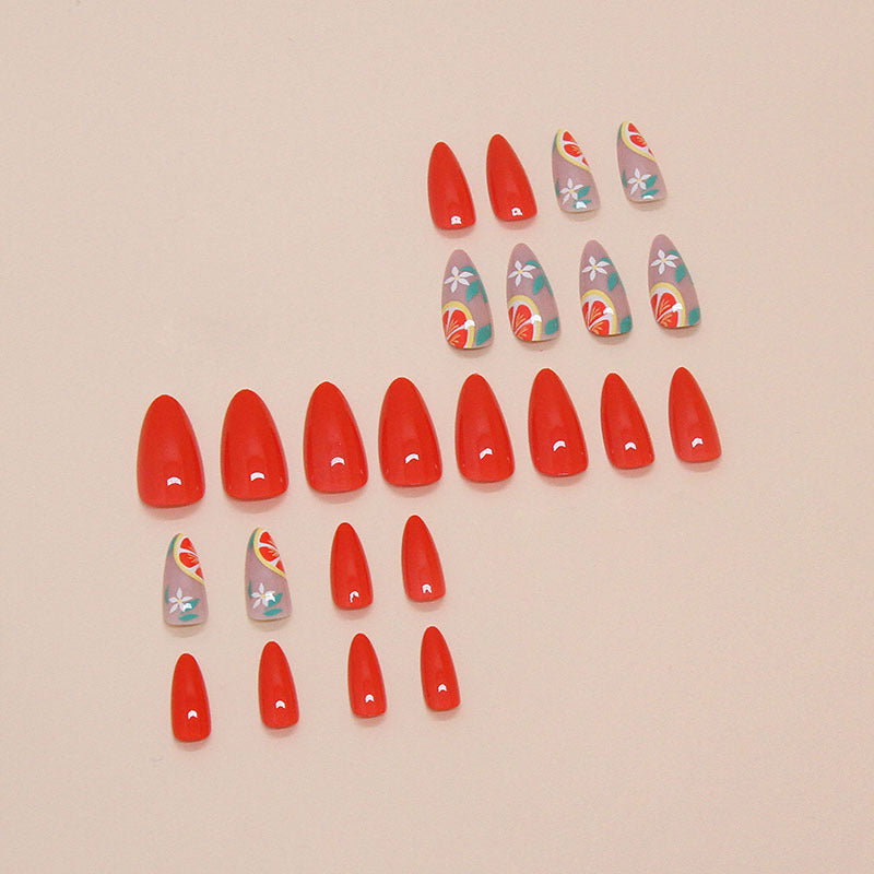 Grapefruit juice Almond 24PCS Free Size Nails W1665 - NoirNail